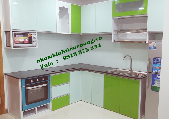 Tủ bếp nhôm kính giả acrylic