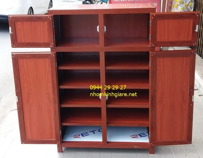 Tủ giầy dép nhôm vân gỗ đẹp