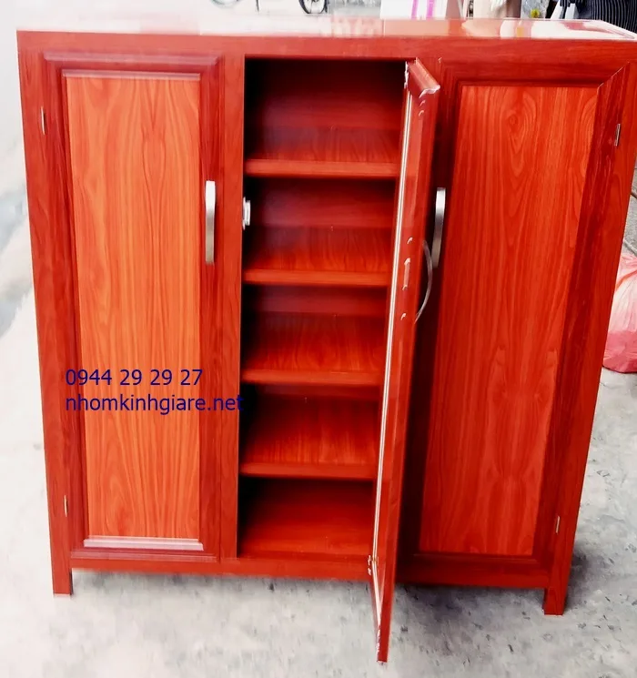 Tủ giầy dép nhôm vân gỗ đẹp