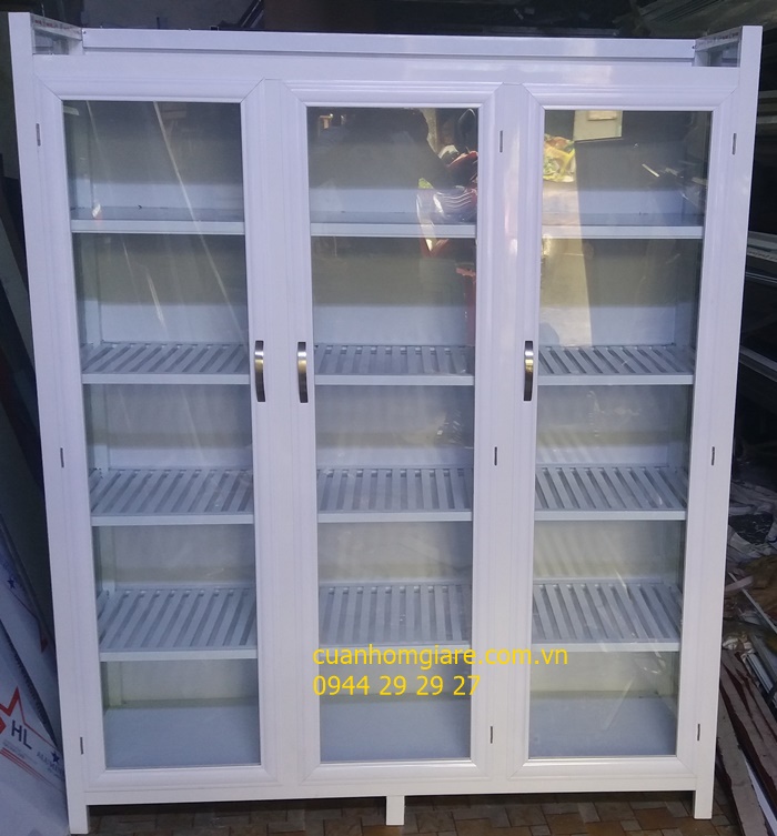 Mẫu tủ nhôm kính đựng chén bát số 2
