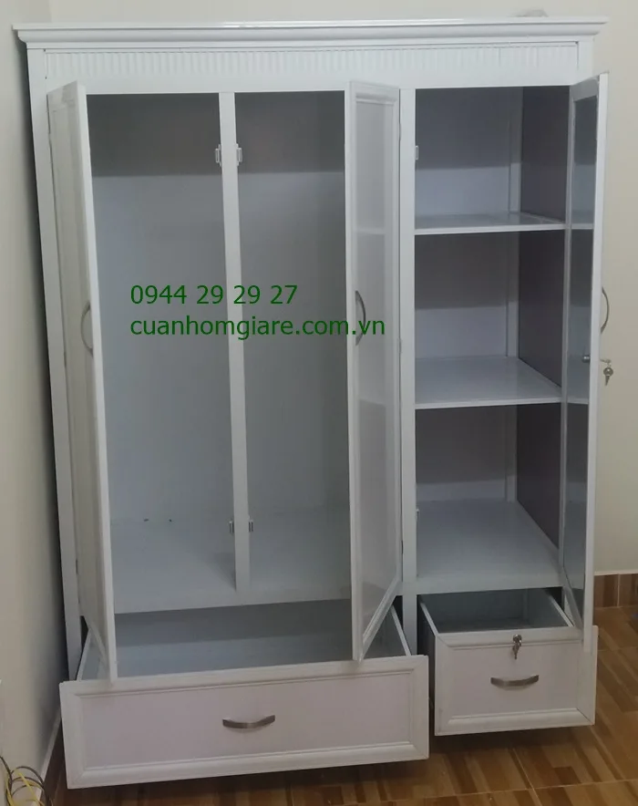 Thi công tủ quần áo nhôm kính 
