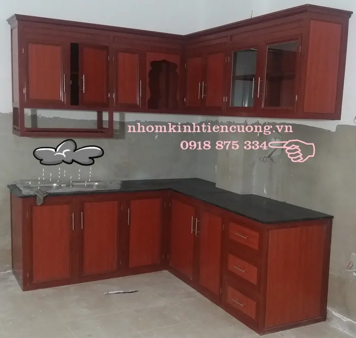 Mẫu tủ bếp nhôm kính đẹp 4