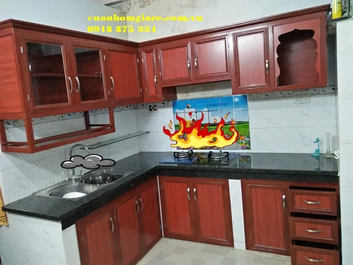 Tủ bếp nhôm kính giá rẻ tphcm