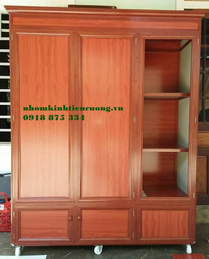  Tủ áo nhôm kính vân gỗ