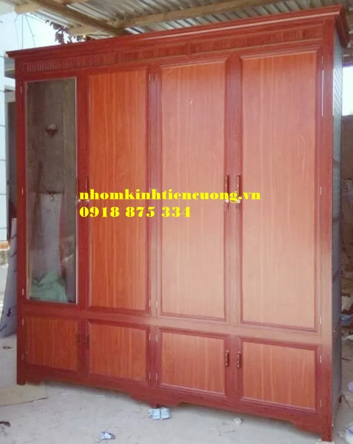  Tủ áo nhôm kính vân gỗ