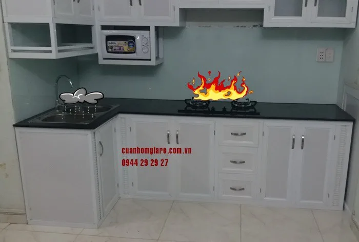 Tủ Bếp Nhôm Cao Cấp Sản Phẩm Hiện Đại Bền Bảo Hành 24 Tháng