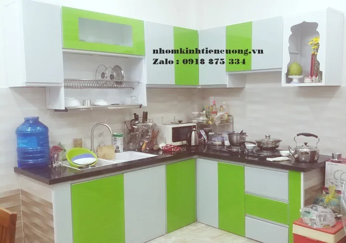 Mẫu Tủ Bếp Nhôm Kính Đẹp