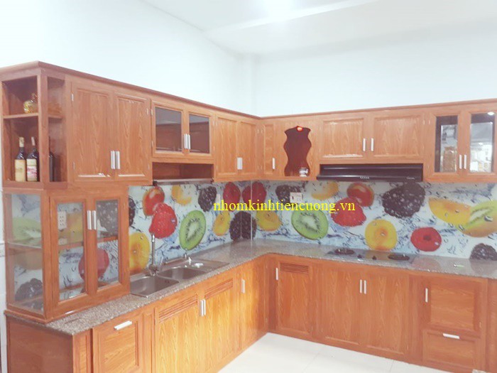 Tủ Bếp Nhôm Vân Gỗ