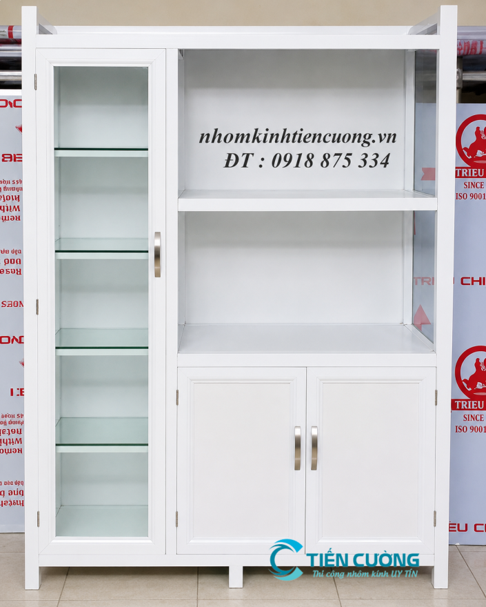 Mẫu Tủ Chén Nhôm Kính Đặt Theo Kích Thước