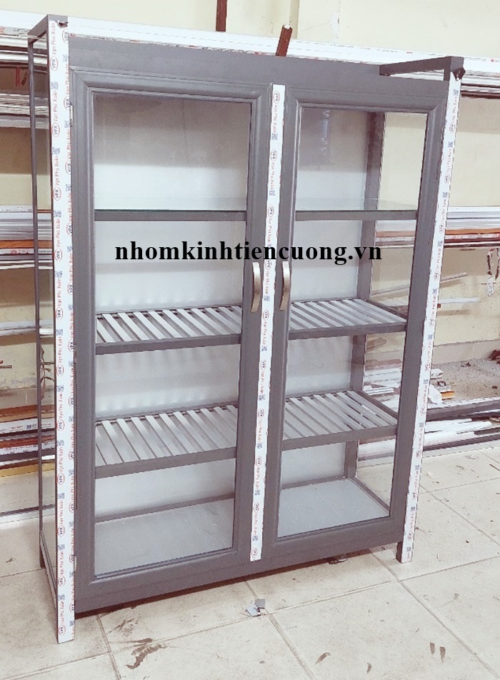 Tủ Nhôm Kính Đựng Chén Bát