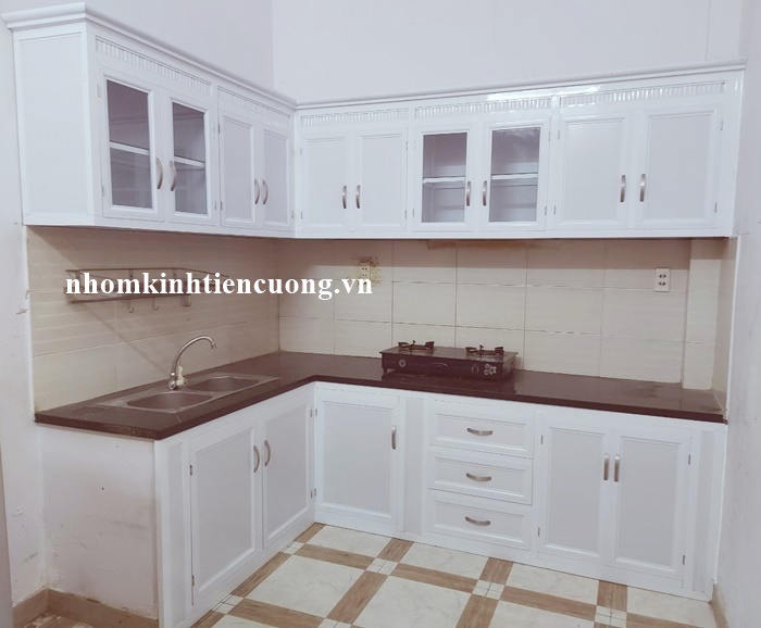 Tủ Bếp Nhôm Cánh Kính