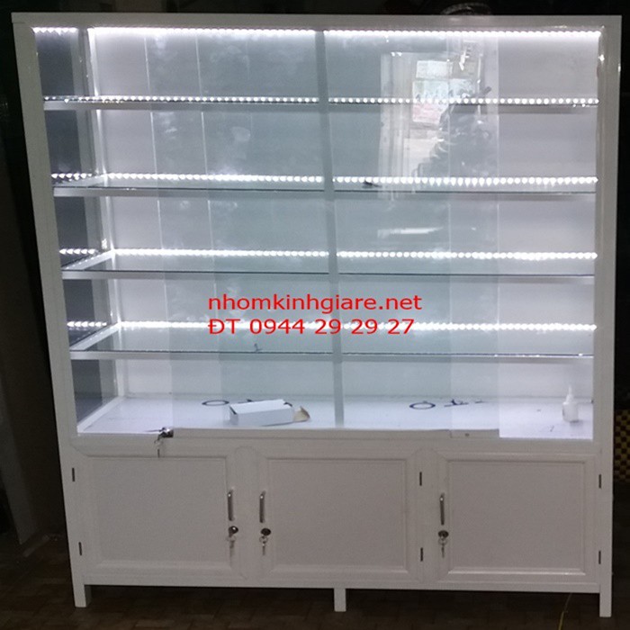 Tủ Nhôm Kính Trưng Bày Mỹ Phẩm 3